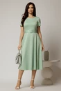 Rochie midi verde mint cu maneca scurta si curea in talie cu adaos de viscoza, 3, dyfashion.ro