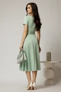 Rochie midi verde mint cu maneca scurta si curea in talie cu adaos de viscoza, 2, dyfashion.ro