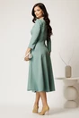 Rochie midi verde mint din stofa in clos cu catarame in talie, 3, dyfashion.ro