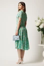 Rochie midi verde mint din viscoza cu imprimeuri florale, 3, dyfashion.ro