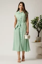 Rochie midi verde mint din viscoza cu nasturi si cordon, 3, dyfashion.ro