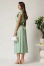 Rochie midi verde mint din viscoza cu nasturi si cordon, 2, dyfashion.ro