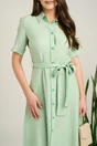Rochie midi verde mint din viscoza in clos cu aspect sidefat si cordon in talie, 3, dyfashion.ro