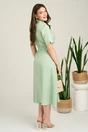 Rochie midi verde mint din viscoza in clos cu aspect sidefat si cordon in talie, 2, dyfashion.ro
