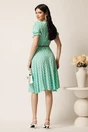 Rochie midi verde mint din viscoza in clos cu buline si curea in talie, 2, dyfashion.ro