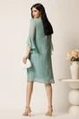 Rochie midi verde mint din voal cu croi drept si strasuri pe maneci- Viada, 2, dyfashion.ro