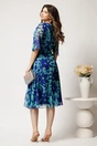 Rochie midi verde mint din voal cu imprimeu albastru si maneci vaporoase- Viada, 2, dyfashion.ro