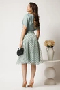 Rochie midi verde mint din voal in clos cu buline catifelate si floare pe bust- Viada, 2, dyfashion.ro