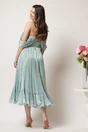 Rochie midi verde mint in clos din voal satinat cu aplicatii cazute pe umeri, 2, dyfashion.ro