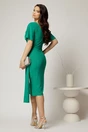 Rochie midi verde mulata cu decolteu petrecut si accesoriu in talie, 2, dyfashion.ro