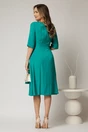 Rochie midi verde turcoaz de zi cu nod pe talie, 2, dyfashion.ro