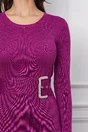 Rochie Mira magenta din tricot cu catarama cu strasuri in talie