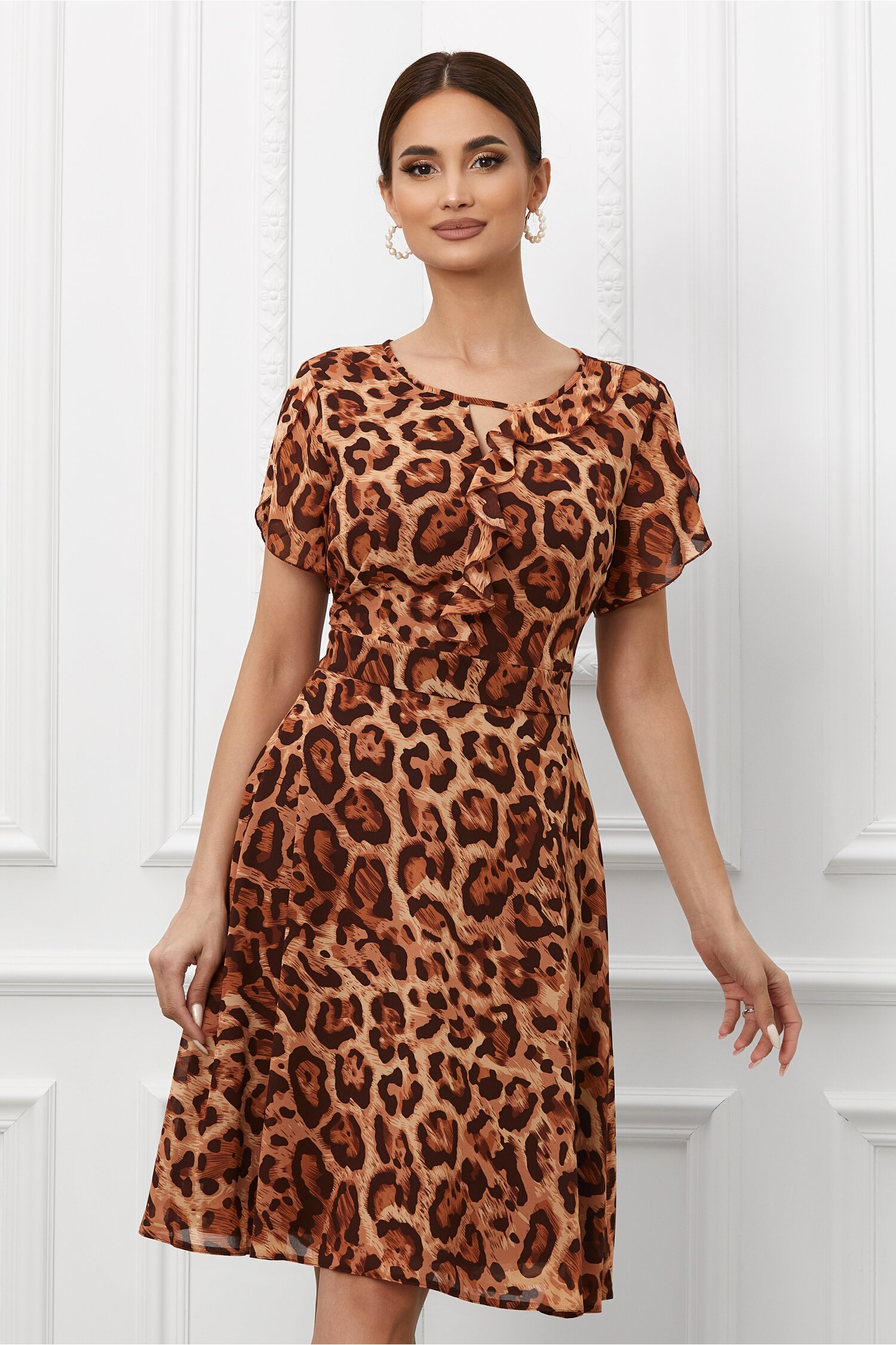 Rochie miriam maro cu animal print