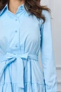 Rochie Moze bleu tip camasa cu cordon in talie