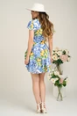 Rochie Moze din satin cu imprimeuri albastre