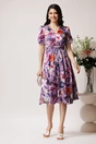Rochie Moze din satin lila cu imprimeu floral, 3, dyfashion.ro