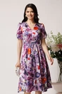 Rochie Moze din satin lila cu imprimeu floral, 1, dyfashion.ro