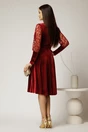 Rochie Moze eleganta din catifea burgundy cu maneci din dantela, 2, dyfashion.ro