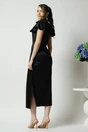 Rochie Moze eleganta din satin neagra cu perlute la umeri