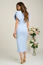 Rochie Moze eleganta din stofa bleu cu maneci bufante