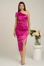 Rochie Moze fucsia din satin cu perlute, 1, dyfashion.ro