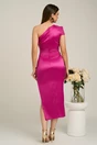 Rochie Moze fucsia din satin cu perlute, 2, dyfashion.ro