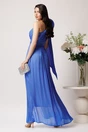 Rochie lunga din voal albastra cu floare maxi pe umar- Moze, 2, dyfashion.ro