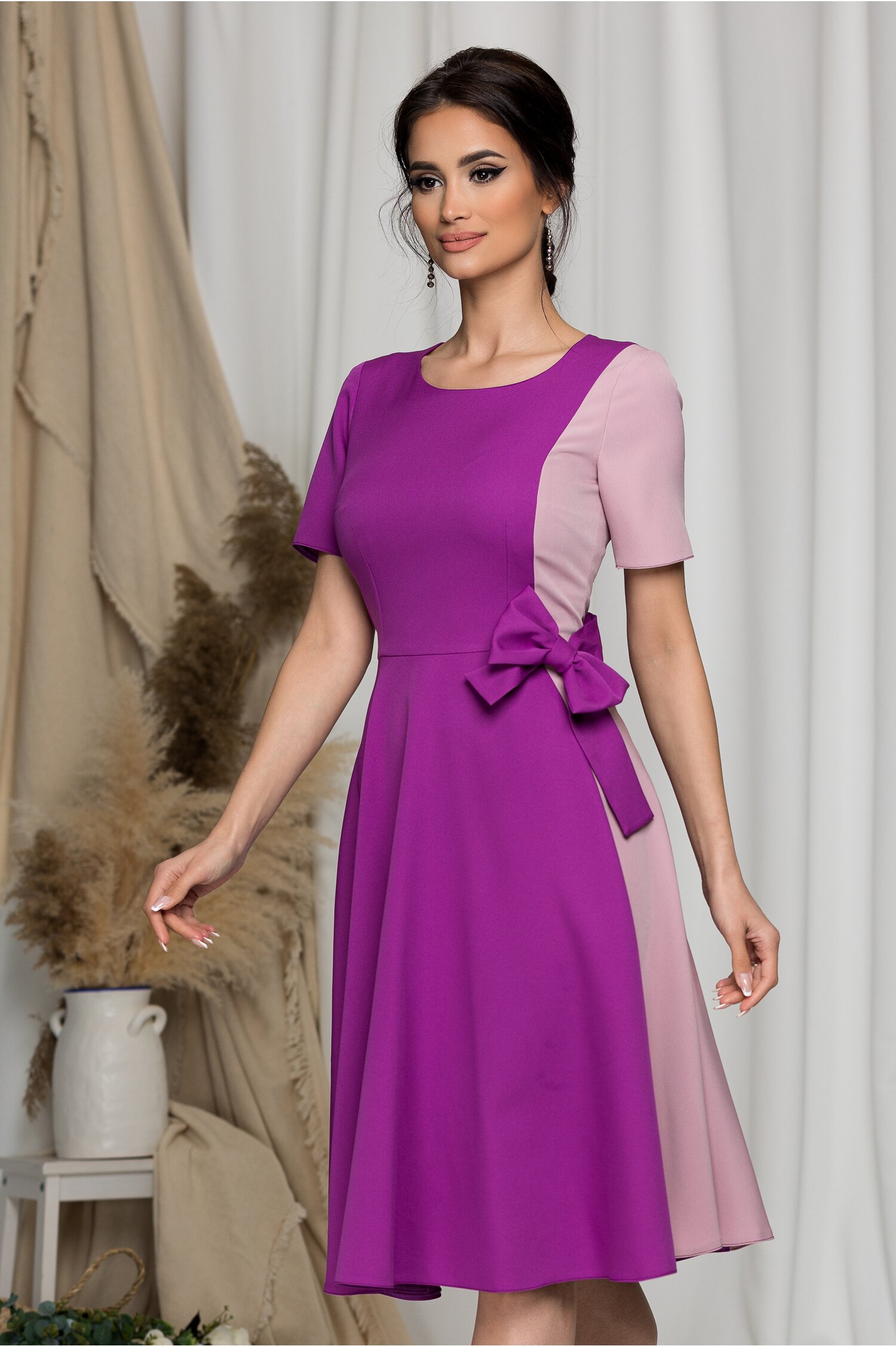 Rochie Moze mov cu funda in lateral