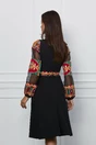 Rochie Moze neagra cu maneci din organza cu broderie orange