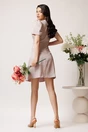 Rochie Moze scurta din brocard bej cu nasturi decorativi, 2, dyfashion.ro
