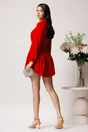 Rochie Moze scurta eleganta din triplu voal rosie cu volan pe fusta