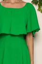 Rochie Moze verde cu decolteu bardot si crepeuri in fata