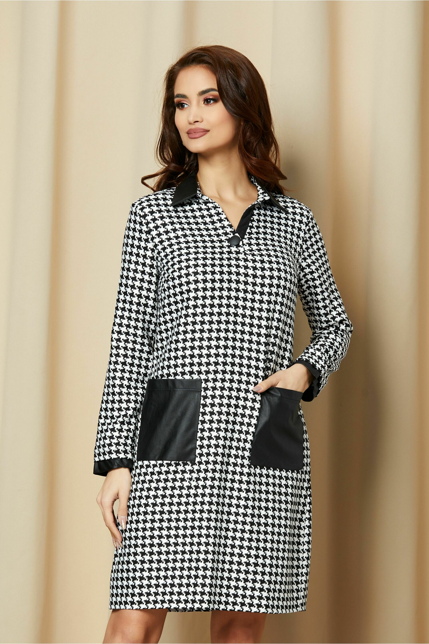 Rochie Nadia office cu imprimeu picior de cocos