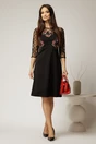Rochie Naomi neagra cu broderie pe bust si maneci din tull cu buline, 3, dyfashion.ro