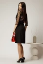 Rochie Naomi neagra cu broderie pe bust si maneci din tull cu buline, 2, dyfashion.ro