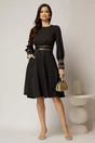 Rochie neagra clos cu insertii aurii si dantela, 3, dyfashion.ro