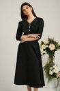 Rochie neagra clos de ocazie cu guler maxi si nasturi perluta, 1, dyfashion.ro