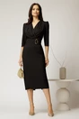 Rochie neagra conica cu decolteu petrecut si cordon in talie, 3, dyfashion.ro