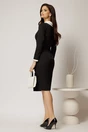 Rochie neagra conica cu guler si mansete albe, 2, dyfashion.ro