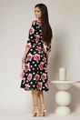 Rochie neagra cu imprimeu floral rosu si buline albe, 2, dyfashion.ro