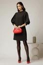 Rochie neagra cu maneci bufante si guler maxi, 3, dyfashion.ro