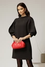 Rochie neagra cu maneci bufante si guler maxi, 1, dyfashion.ro