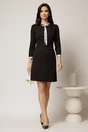 Rochie neagra cu nasturi perlati si funda, 3, dyfashion.ro