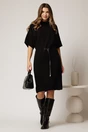 Rochie neagra din tricot cu maneci fluture si curea in talie, 3, dyfashion.ro