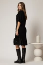 Rochie neagra din tricot cu maneci fluture si curea in talie, 2, dyfashion.ro