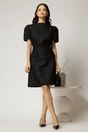 Rochie neagra din tweed cu insertii paiete, 3, dyfashion.ro
