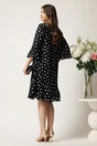 Rochie neagra din voal cu buline albe si volan la baza, 3, dyfashion.ro