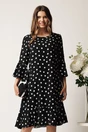 Rochie neagra din voal cu buline albe si volan la baza, 1, dyfashion.ro