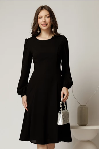 Rochie neagra eleganta de ocazie din voal in clini