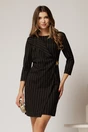 Rochie neagra scurta cu croi petrecut si dungi bej, 1, dyfashion.ro
